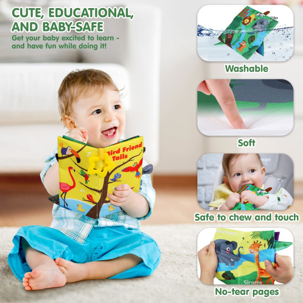 Babybog, Kludbøger til babyer, Touch and Feel Crinkle Bog til babyer, Spædbarnsbøger Sensorisk Babybog, Tænderlegetøj til baby 6-12 måneder（Gård）