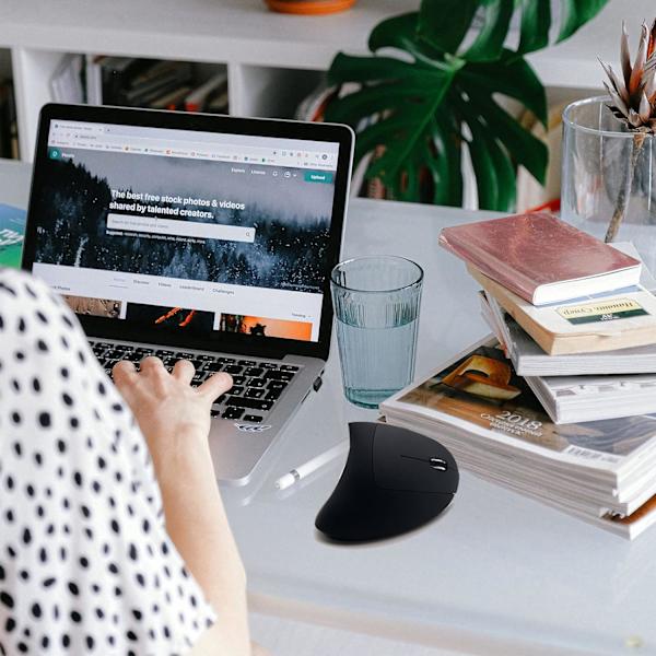 Trådløs Mus, 2.4G Trådløs Vertikal Mus Ergonomisk Mus med 3 Justerbare DPI 800/1200/1600, 6 Knapper, Kompatibel med PC, Desktop
