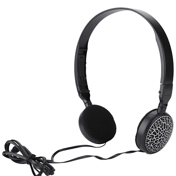 Kablet barn tegneserie 3D surround stereoskopisk lyd headset sammenleggbar musikkhodetelefon (svart)