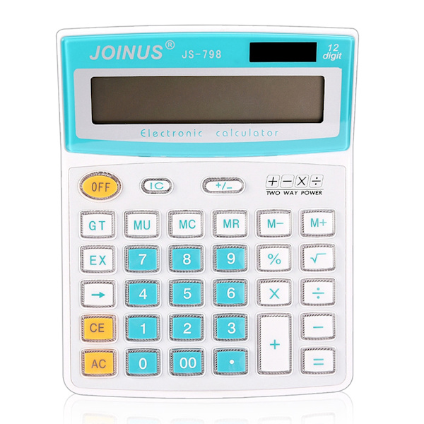 JS-798 Lommeregner til studerende - Bærbar elektronisk lommeregner til skole og kontor (blå)