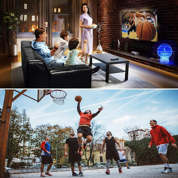 3D Basketboll Nattlampa, 3D LED Illusionslampa med Fjärrkontroll, 16 Färger Smart Touch USB Laddning Bordsskiva Optisk Belysning för Pojkar Flickor