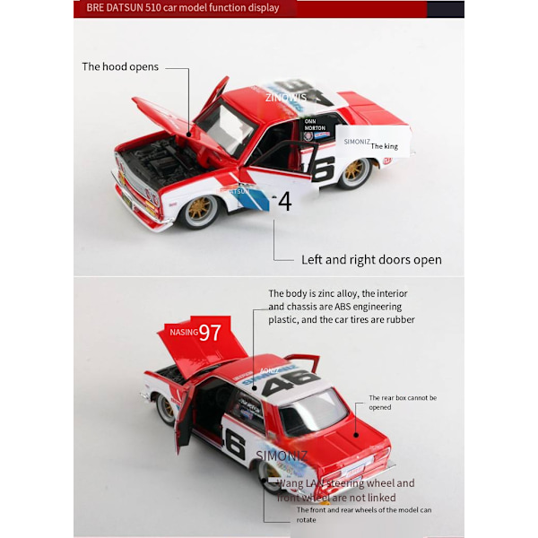 Skala Model Kompatibel med Datsun 510 BRE N.46 1:24 MAISTO MI32532
