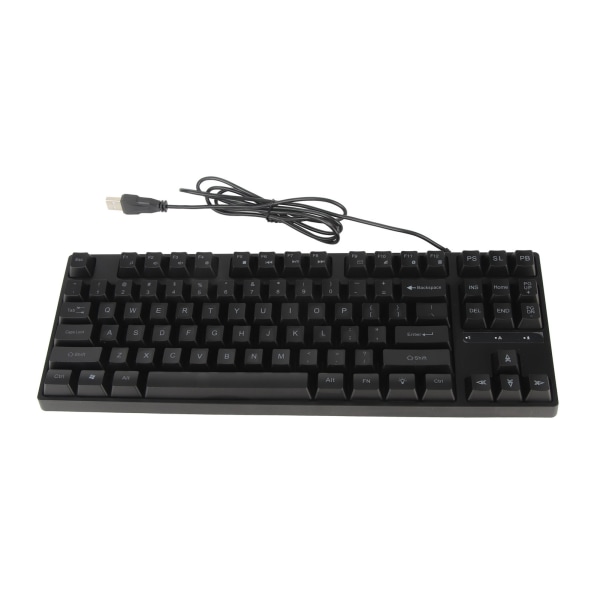 87 taster Mekanisk tastatur Baggrundsbelysning Ergonomisk USB-gaming-tastatur med foldbar fod til PC Laptop Sort