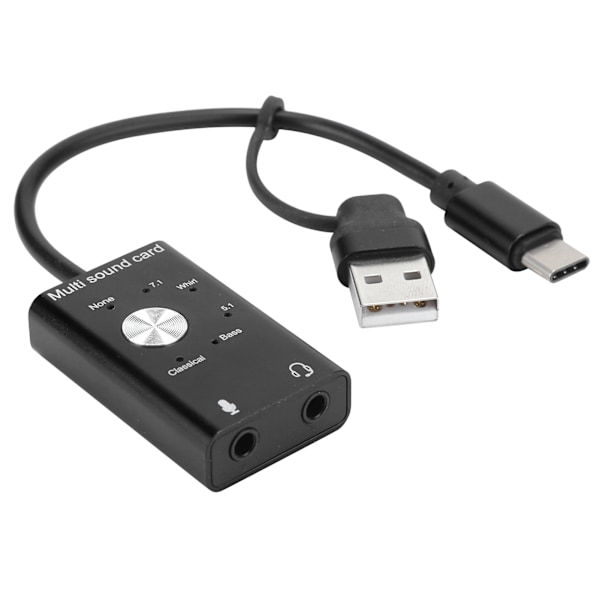 7.1 USB 2.0 Externt Ljudkort 2 i 1 Ljudadapter Typ-C Mikrofon Datortillbehör