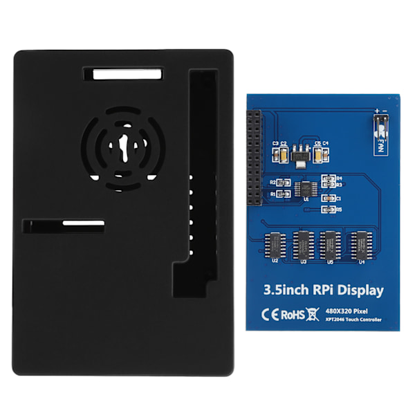 Raspberry Pi 4B -kotelokuori LCD 3.5 tuuman kosketusnäyttötelineen tuuletintietokoneen tarvikkeet (kotelotuulettimet 3.5 tuuman näyttö)