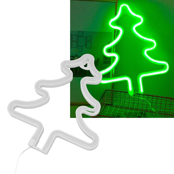 Jule Neon Skilt Juletre Form Neon Lys USB Dekorativt Nattlys for Skrivebord Vegg Display
