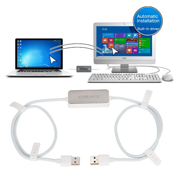 USB3.0 Data Copy Line PC til PC Data Transfer Sync Link Cable for U3 KM Suite for Windows/Mac