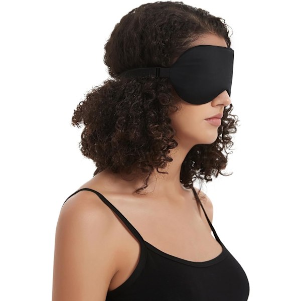 Sovmask med silkesöverdrag, ögonkontur inbyggd, inget tryck för sömn, uppgradering jämfört med konventionella platta satinögonmasker, maskintvättbar