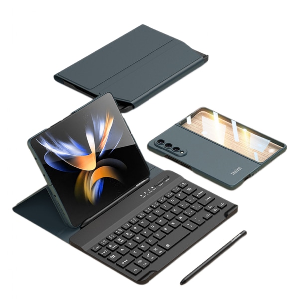 Fodral med tangentbord för Samsung Galaxy Z Fold 4, avtagbart Bluetooth-tangentbord, inbyggt S Pen-fack och skärmskydd