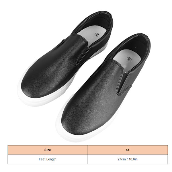 Herr Plattform Slip-On Skor Rund Tå Mjuk Sula Herr PU Läder Casual Skor för Herrar Svart 44