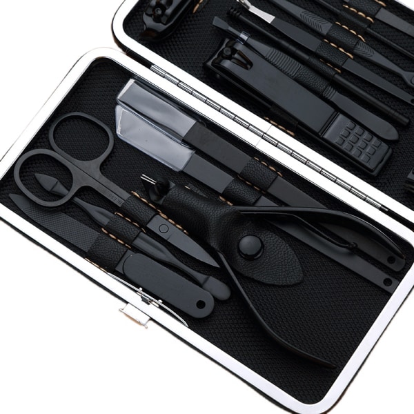 Nail Clippers Nail Clippers Set Beauty Manicure Tools Black 15 Piece Set Stainless Steel Nail Clippers