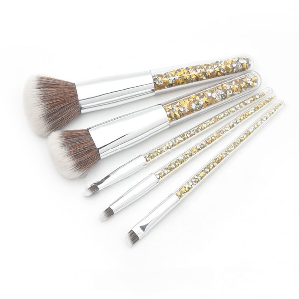 5 sminkebørster med klare håndtak Diamond Particle Eye Loose Foundation Brush Set Makeup and Beauty Tools