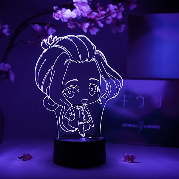 Haruki Nakayama Chibi Otaku Lampe – Given – Anime Lampe Figur Natlampe, 16 Farve RGB LED – Fjernbetjening, 3D Anime Værelses Dekoration Gave til Otaku