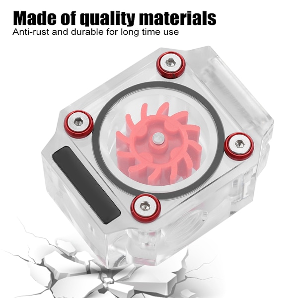G1/4\" Tråd Vannkjøling Flow Meter Indikator for PC Vannkjøling System Akryl Rød