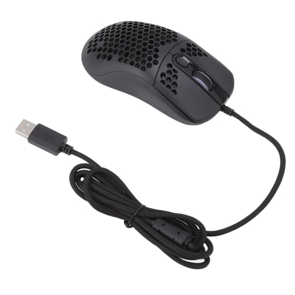 RGB-mus med cellulär ihålig design, lätt, trådbunden bakgrundsbelysning, 12000 DPI, 6 nivåer justerbar typ C spelmus för surfplattor, svart