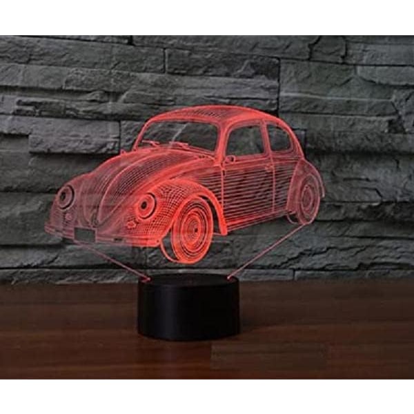 3D Bilfordons Nattlampa Touchbordsskiva Optisk Illusion Lampor 7 Färgväxlande Ljus Heminredning Jul Födelsedagspresent