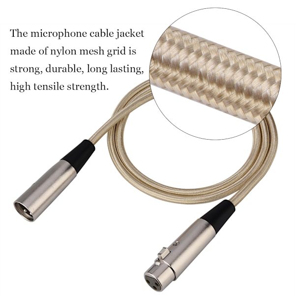 3-pin XLR hann til XLR hunn mikrofonkabel lydkabel ledning 1 meter / 3,3 fot