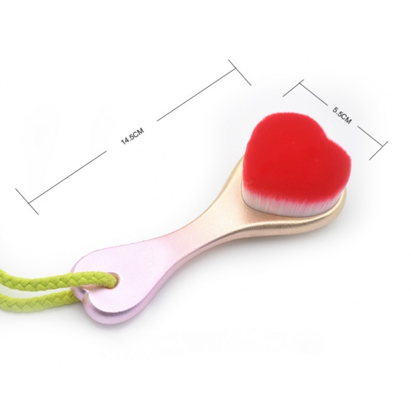 1pcs Manual heart-shaped electroplating scrub handle face brush Cleansing artifact makeup tools（Red）