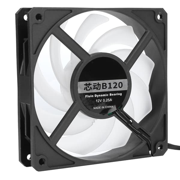 B120 12CM Køleventilator Lydløs Køler 77CFM 2400RPM CPU Radiator til stationær computer 12V Sort