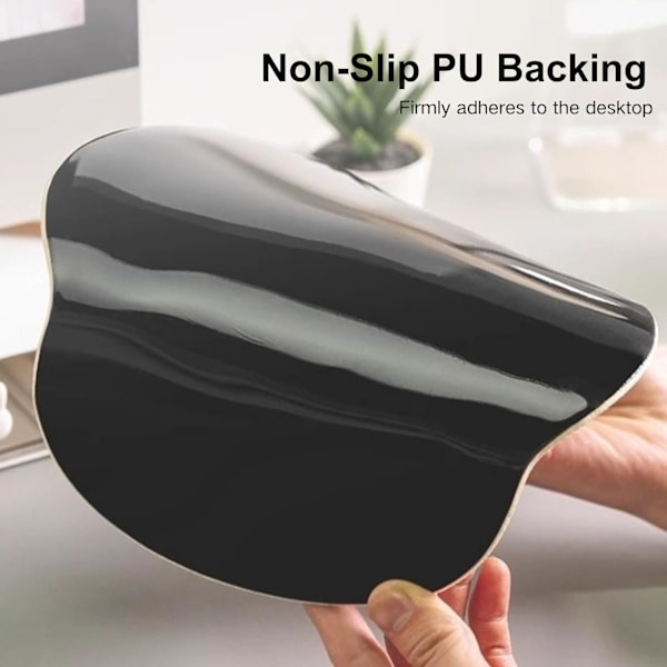 Ergonomisk musmatta med handledsstöd, musmatta med halkfri PU-bas, 23 mm högt handledsstöd, lindrar
