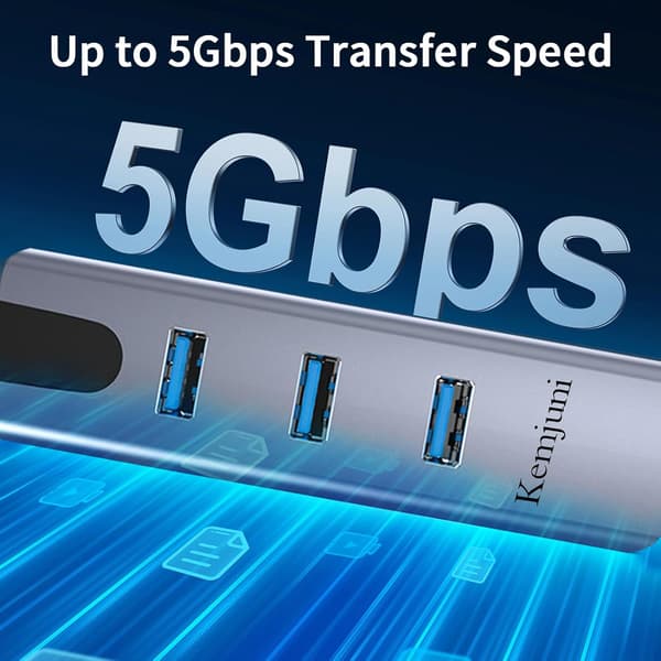 USB C til Ethernet-adapter 4-i-1 aluminium USB C til Ethernet-adapter med 3 USB 3.0-porte til MacBook Pro 2019/2018/2017, Chromebook, Linux