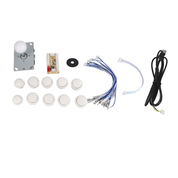 Arkadspel DIY-delar kit Zero Delay USB-kodare JoyStick-knapp för Mame-spel (vit)