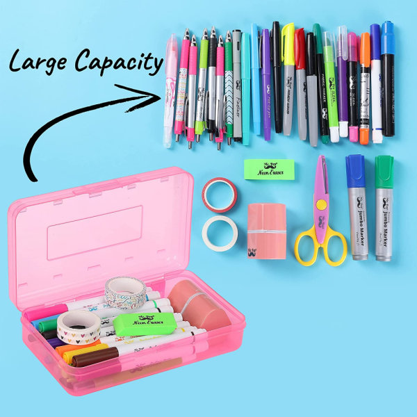 2-pakning, flerfarget, barnas blyantveske, plastblyantveske, hard blyantveske, skoleutstyrsveske, krittveskeorganisator, liten organisator (gul)