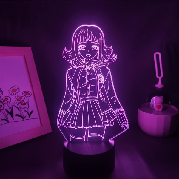 3D LED-illusion nattlampa Chiaki Nanami Animelampa USB 7/16 färger fjärrkontroll beröringsbrytare inredning RGB nattlampa för pojke och flicka födelsedagspresenter