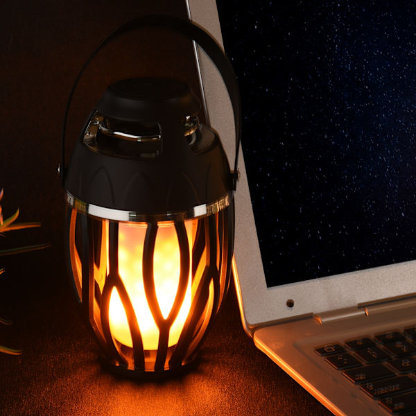 Bärbar LED-flamlampa Högtalare Utomhus Trådlösa Bluetooth-högtalare