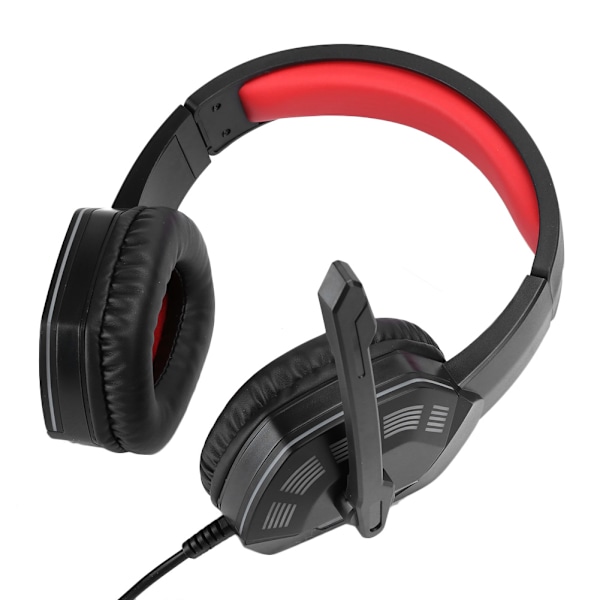 3,5 mm gaming-headset til PS4 med støjreducerende mikrofon, RGB-lys, sort og rød