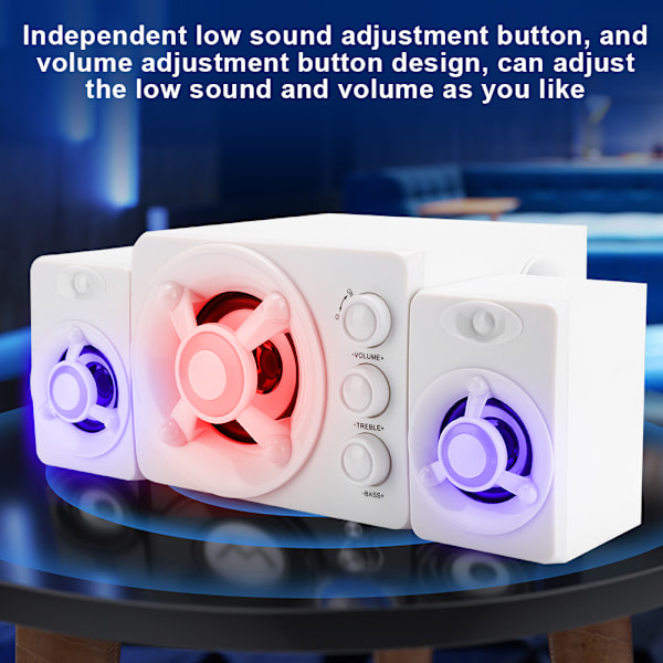 SADA D-208 Desktop Computer Soundbox Multimedia Hjemmehøjttaler Hvid
