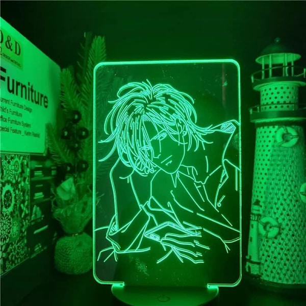 Anime 3D Lampe Banana Fish 3D Nattelys Anime Bord LED Fargeskiftende Samling Belysning Gave Illusjon Dekorasjon Dukke 7-Farge Berøring PXJD