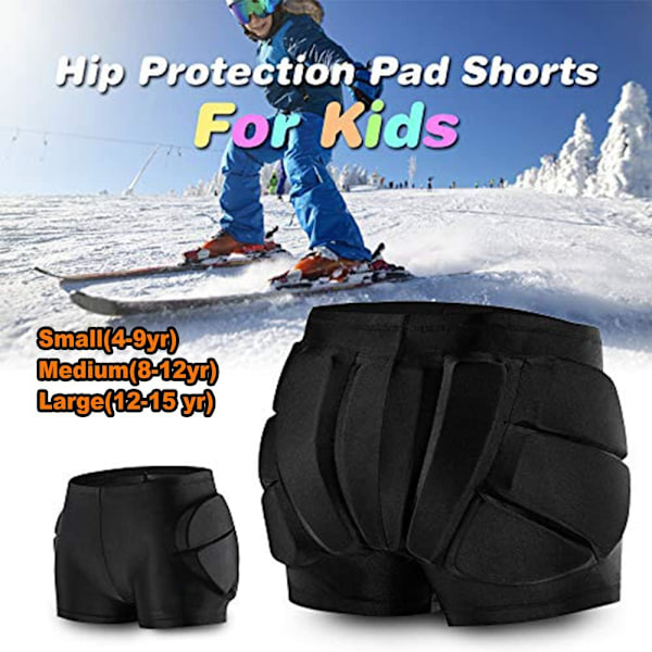 Børne Butt Pad Shorts til Skøjteløb, Snowboarding, Ski, Hockey, Beskyttende Paddede Shorts til Hofte og Haleben for Børn M