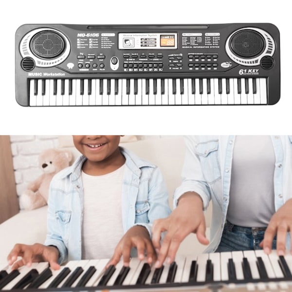 Keyboard Piano 61 Tangenter Bærbart Elektronisk Klaver Keyboard Instrument 100‑240V til Børn