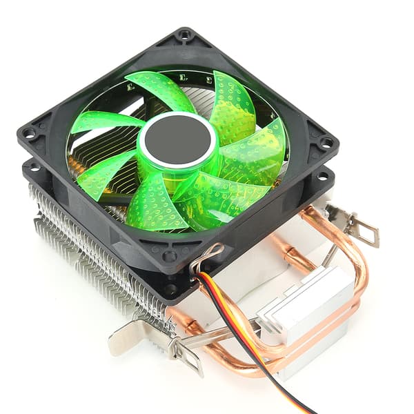 CPU-kjølevifte 3-pinners kontakt PC-tilbehør lys 2 messingrør for AMD 775 / 1155 / Intel(Grønn )