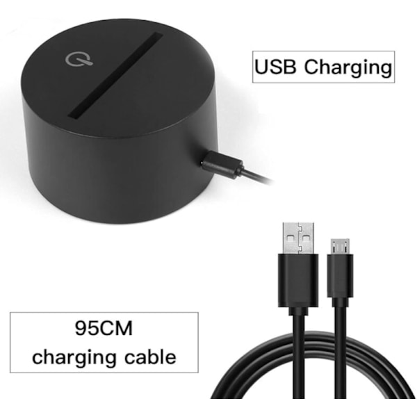 3D Optisk Lampe Illusion Natlys Jul II Stemningslys 7 Farveskiftende Akryl LED Natlys USB Kabler Soveværelse Skrivebord Dekoration