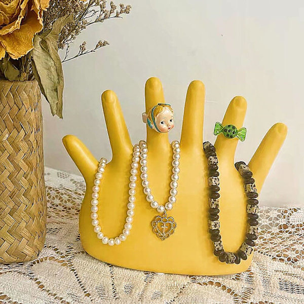 Ring Hand Holder All Round Display Fade Resistant Exquisite Hand Jewelry Display Stand för Armband Klockor Gul