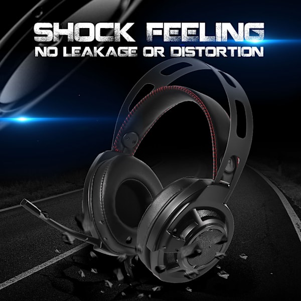 Gamer-hörlurar med brusreducering, stereoljud, over-ear-hörlurar med mikrofon, spelheadset