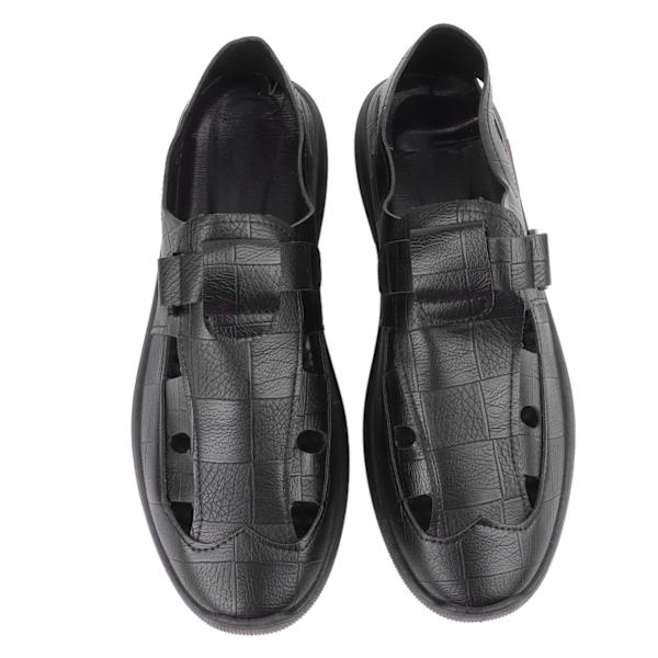 Herre Sommers Lukkede Tås Sandaler Åndbar Casual Fashionable PU Læder Strandsandaler til Fest Dating Sort 43