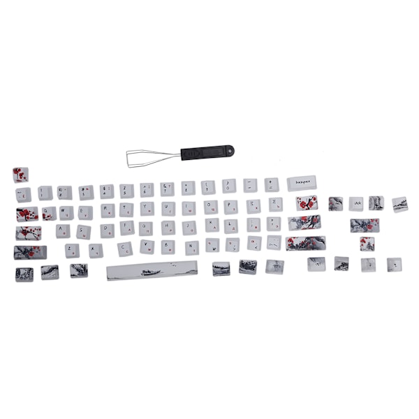 Keycaps PBT 5-sidig sublimering 71 tangenter tangentbordskapslar för mekaniska optiska tangentbord (engelska ryska)