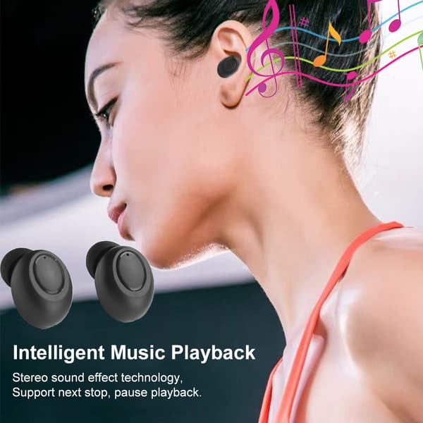 Bærbar Bluetooth5.0-øretelefon Sportsheadset Højdefinitionslydkvalitet sort