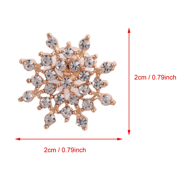 Kvinne Dame Snøfnugg Form Anheng Øredobber Rhinestone Dekorasjon Delikat Smykker (Gylden)