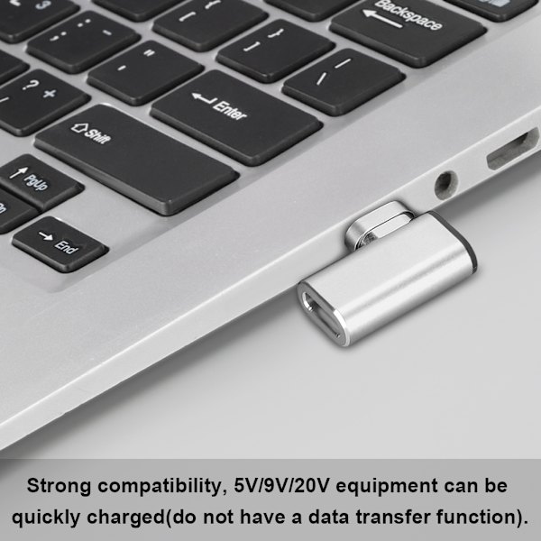 Typ-C magnetisk adapter för Macbook snabbladdning magnet USB-C-kontakt (silver)
