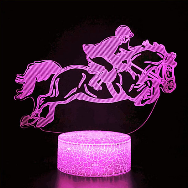 3D Hest Racing Nattlys Bord Lampe Optisk Illusjon Lamper 7 Farge Skiftende Lys LED Bordlampe Jul Hjem Kjærlighet Bursdag Barn Leke Gave