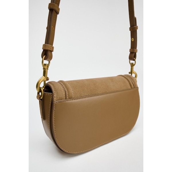 Damväska Mörkbrun Sadelväska Flap Axelväska Casual Mode Mocka Crossbody Väska