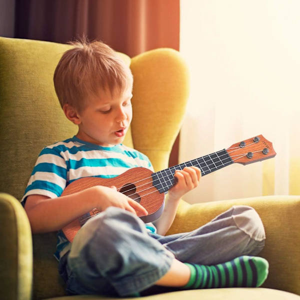 YEZI Barnens Leksak Klassisk Ukulele Gitarr Musikinstrument, Brun