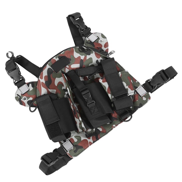 Walkie Talkie Bryst Front Pack Pung Taktik Udendørs Vest Rig Bære Taske Opbevaringspose Jungle Camouflage