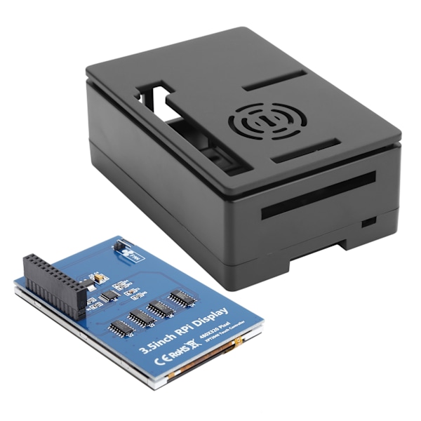 For Raspberry Pi 4B Case Shell Kit LCD 3.5in Touch Screen Stand Fan Computer Supplies(Shell Fan 3.5in Screen )