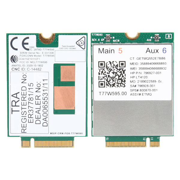 T77W595 4G-modul nätverkskort FDD LTE 150M NGFF-gränssnitt för HP EliteBook 840 G3 Notebook PC