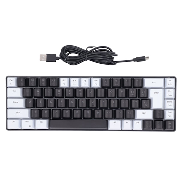 Membran Gaming Tastatur 68 Taster RGB Baggrundsbelyst Ergonomisk USB Interface Computer Tastatur til Win System Kontor Familie Hvid Sort